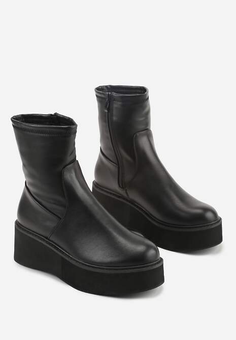 Czarne Botki Vices na Platformie w Stylu Cyber Rivitte