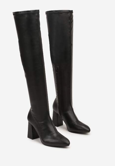 Czarne Kozaki Vices z Wysoką Cholewką na Słupku Avvie