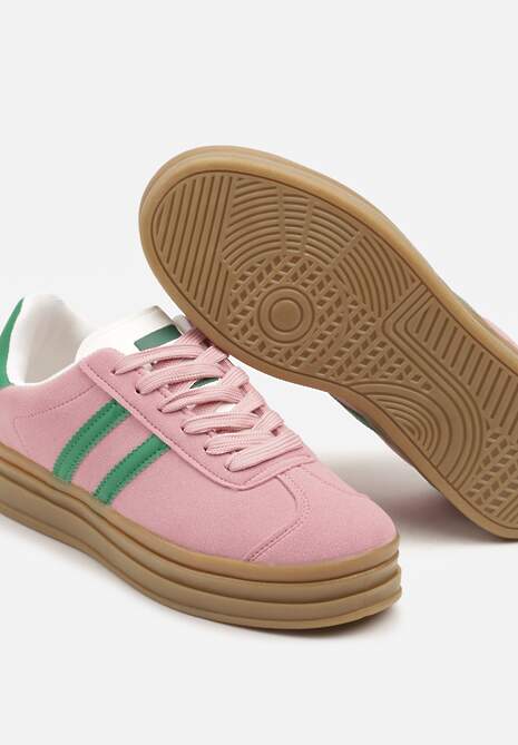 Ciemnoróżowe Klasyczne Sneakersy na Niewysokiej Platformie Terilee