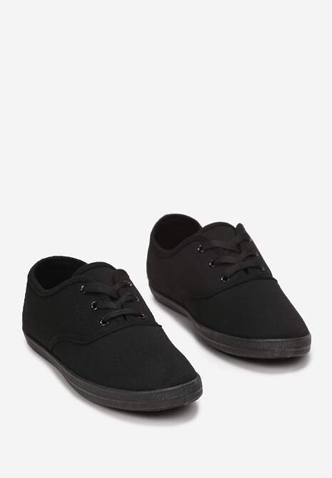 Czarne Sznurowane Tenisówki Przed Kostkę Calapse