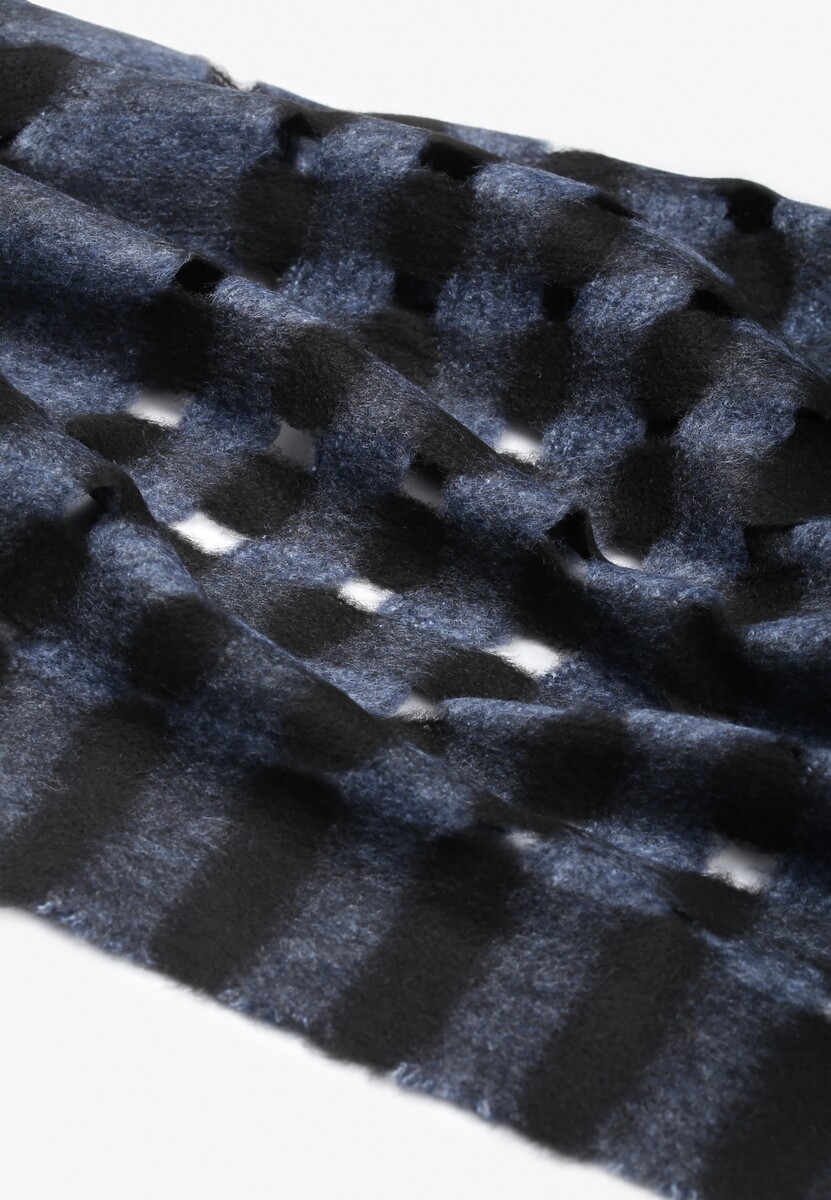 Granatowy Prostokątny Szalik Ażurowy Kesso