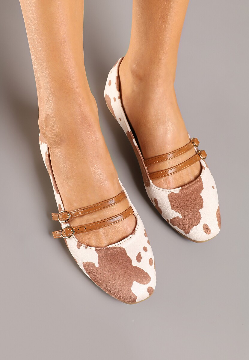 Brązowe Balerinki w Łatki z Cienkimi Paseczkami Daviviora