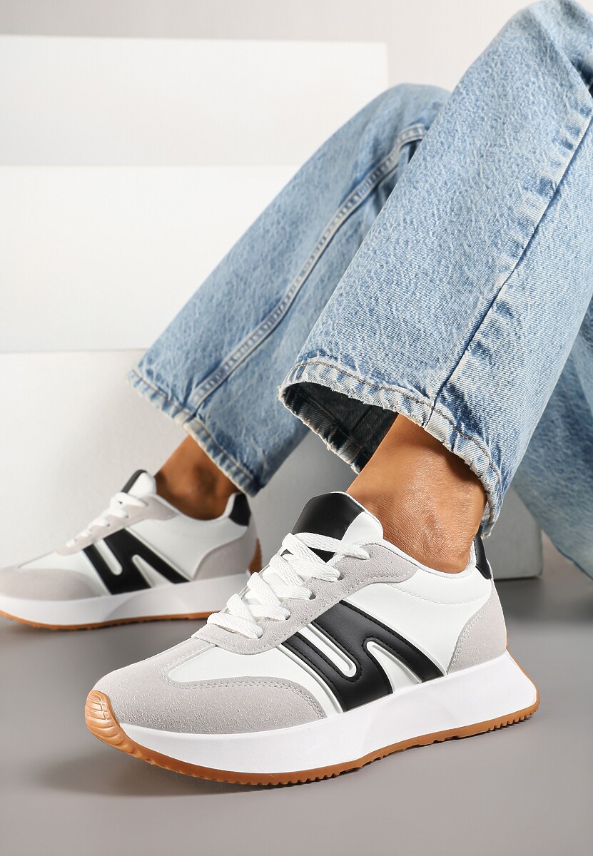 Biało-Czarne Sneakersy Ozdobione Geometrycznym Motywem Dalvisa