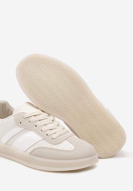 Beżowe Sneakersy w Stylu Tenisówek z Paskami Eleaniria