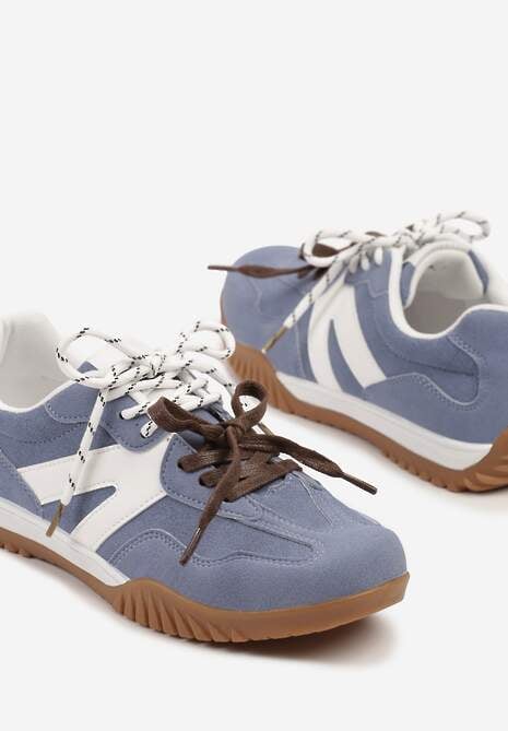 Niebieskie Sneakersy w Stylu Kultowych Tenisówek z Podwójnymi Sznurówkami Nilaviela