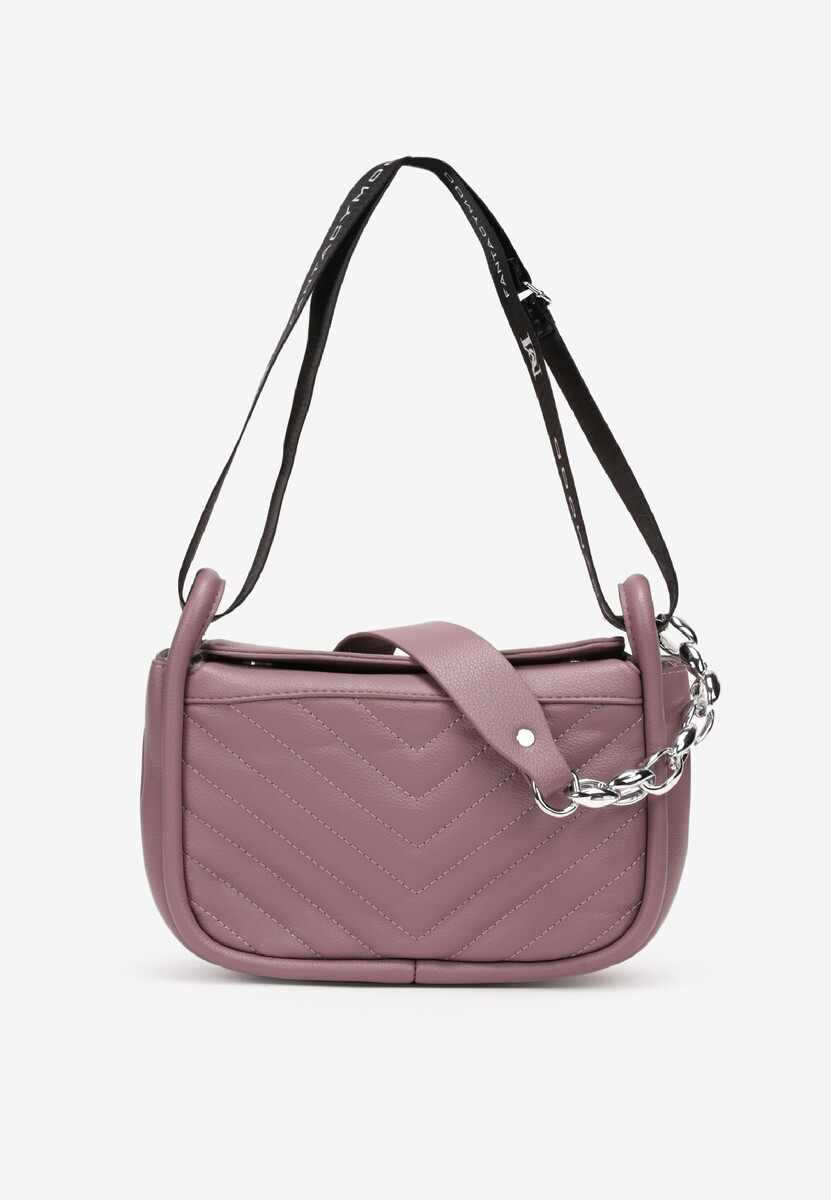 Fioletowa Torebka z Imitacji Skóry z Pikowaniem i Odpinaną Rączką Isacia