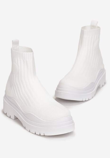 Białe Botki z Elastyczną Cholewką Ganeon