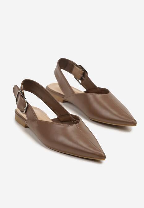 Brązowe Sandały Vices Slingback z Paskiem ze Sprzączką Nirarine
