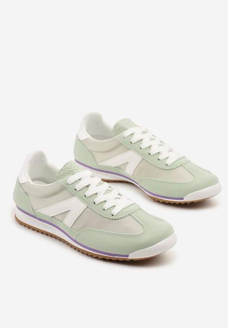 Jasnozielone Sneakersy Ozdobione Geometrycznym Motywem Clevandra