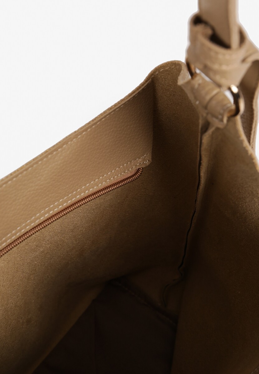 Ciemnobeżowa Torebka Hobo z Kosmetyczką i Paskiem Crossbody Zarosea