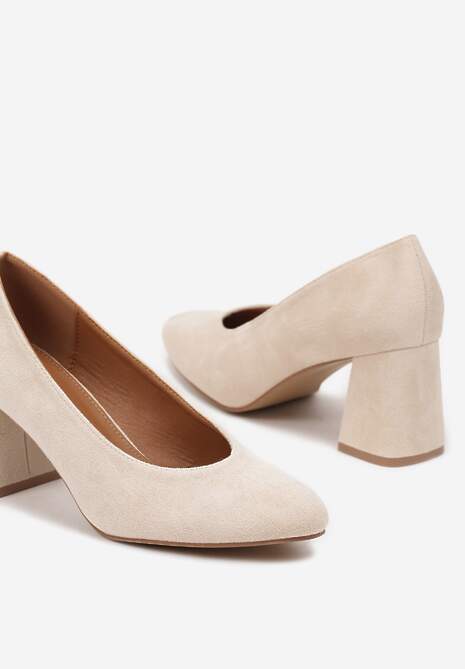 Beżowe Czółenka na Słupku z Noskiem Migdałkiem Xoreria