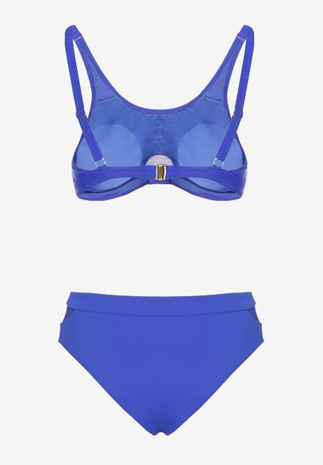 Niebieskie Bikini Biustonosz i Majtki Typu Figi Zdobione Siateczką Natelina