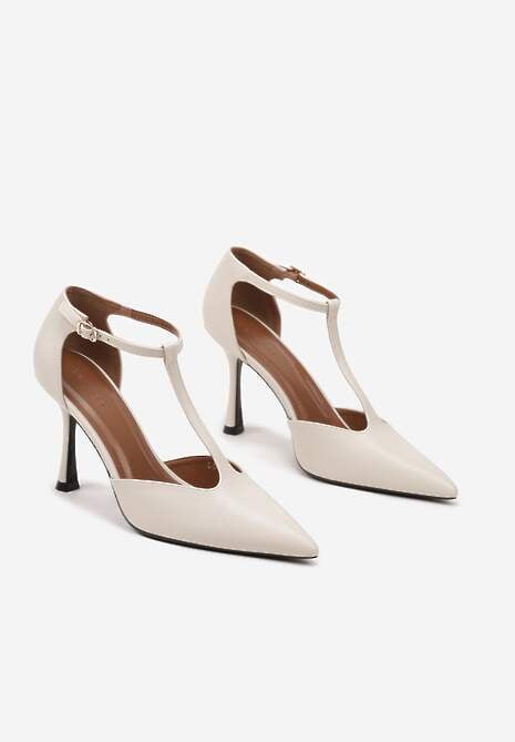 Białe Szpilki z Pionowym Paseczkiem Isorela