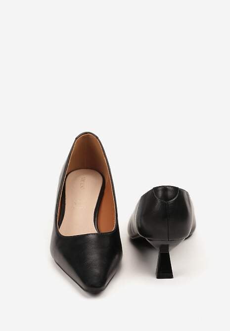 Czarne Czółenka Vices na Kaczuszce ze Skórzaną Wkładką Elialie