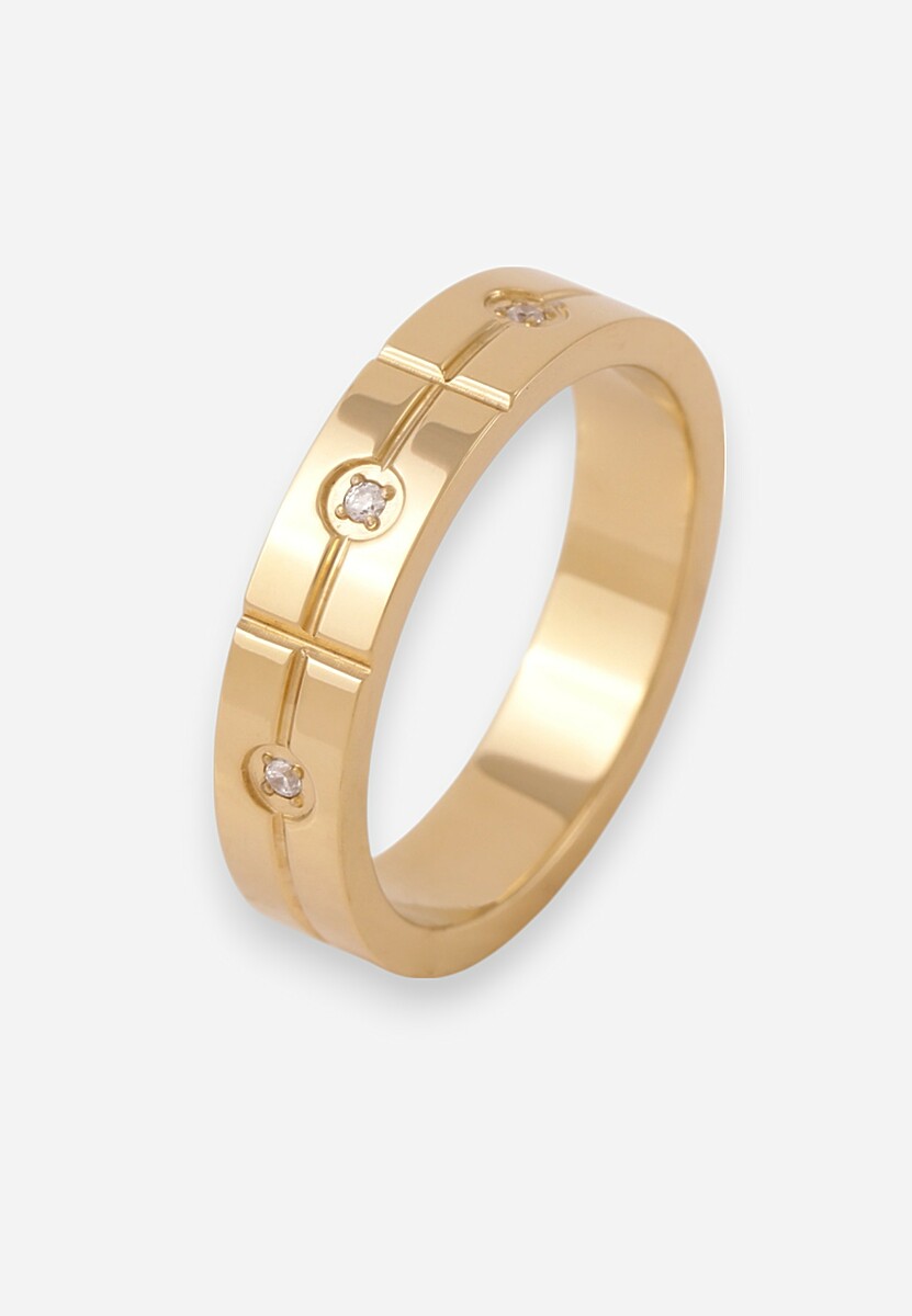 Złoty Klasyczny Pierścionek Ozdobiony Cyrkoniami Thirazi