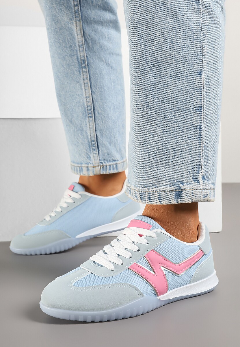 Niebieskie Sneakersy Typu Klasyczne Tenisówki Zdobione Przeszyciami Elanioria