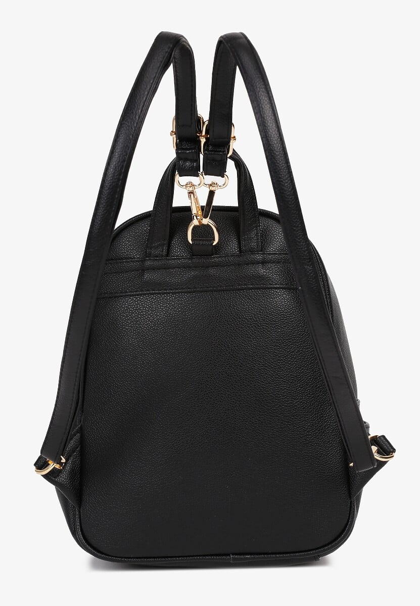 Czarny Plecak na Suwak Wykończony Regulowanymi Odpinanymi Paskami Nelda