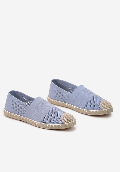 Niebieskie Espadryle z Plecioną Cholewką przed Kostkę Mokosa