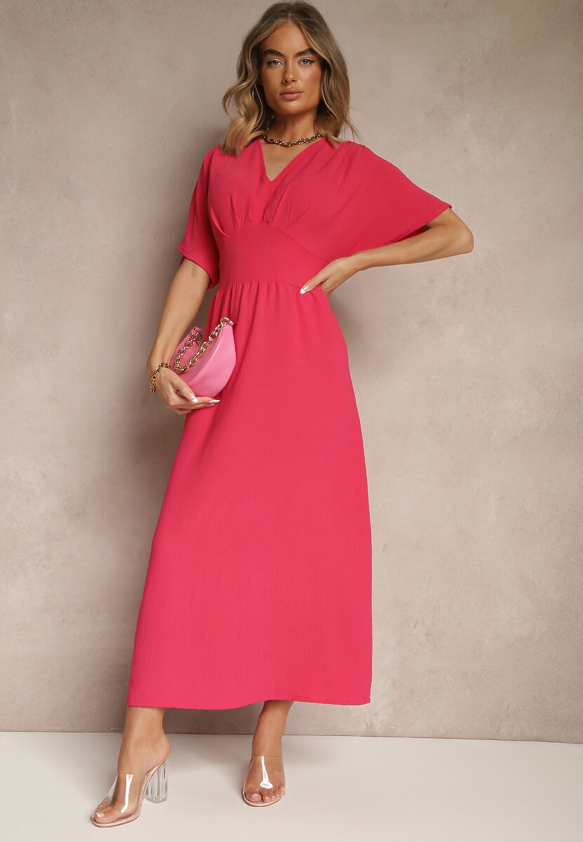 Fuksjowa Sukienka z Bawełną i Marszczoną Górą Filaviela