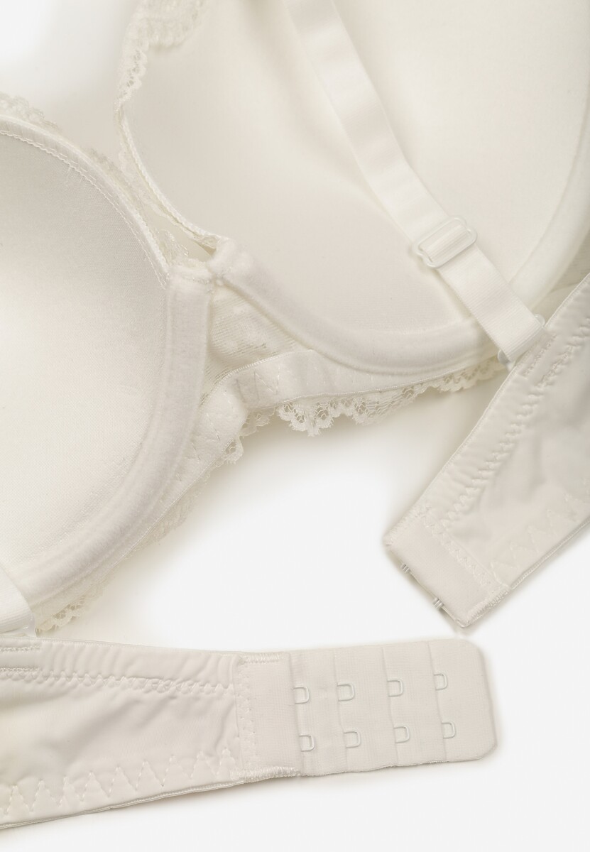 Jasnobeżowy Koronkowy Biustonosz o Fasonie Push Up Mellimi