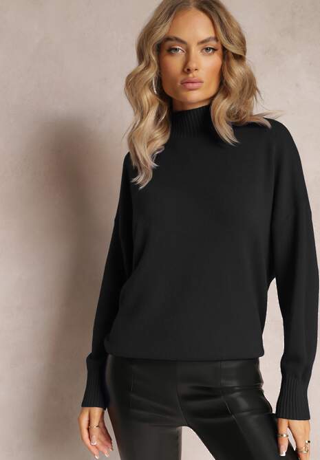 Czarny Golf Basic z Gładkiej Dzianiny Onda