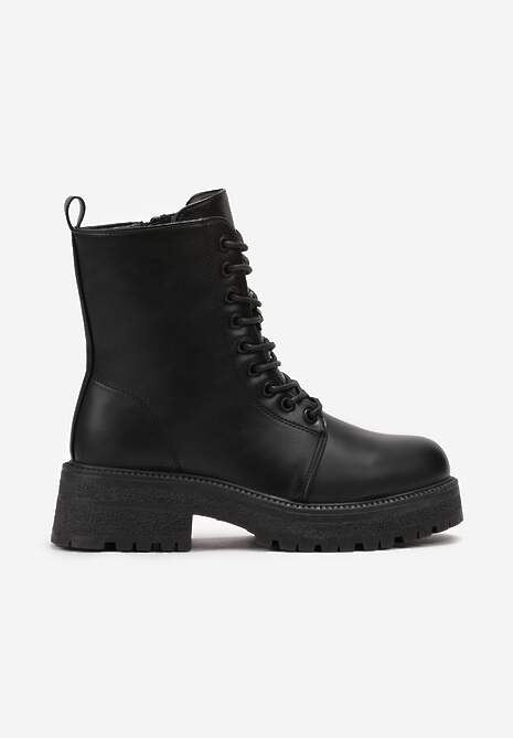 Czarne Botki Workery na Platformie z Protektorem Venar