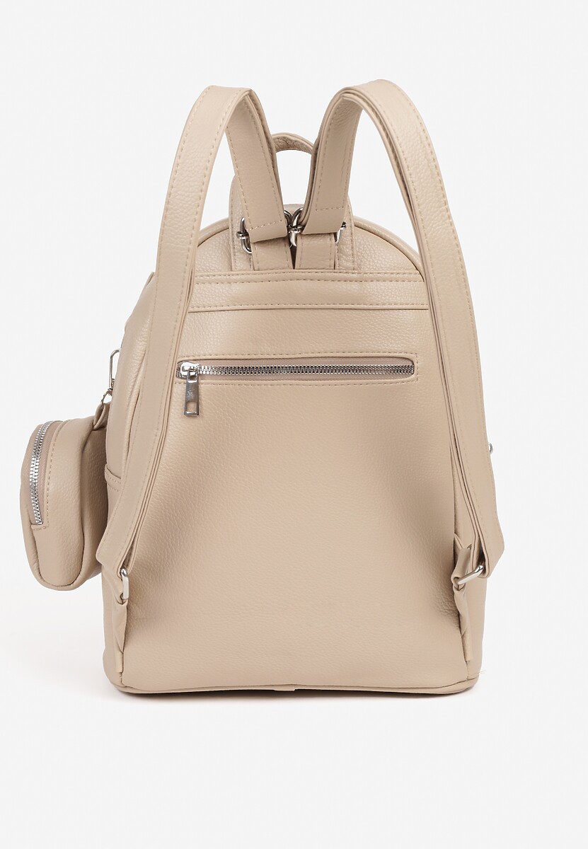 Beżowy  Mały Plecak z Dodatkową Saszetką i Kieszenią z Suwakiem Pasianne