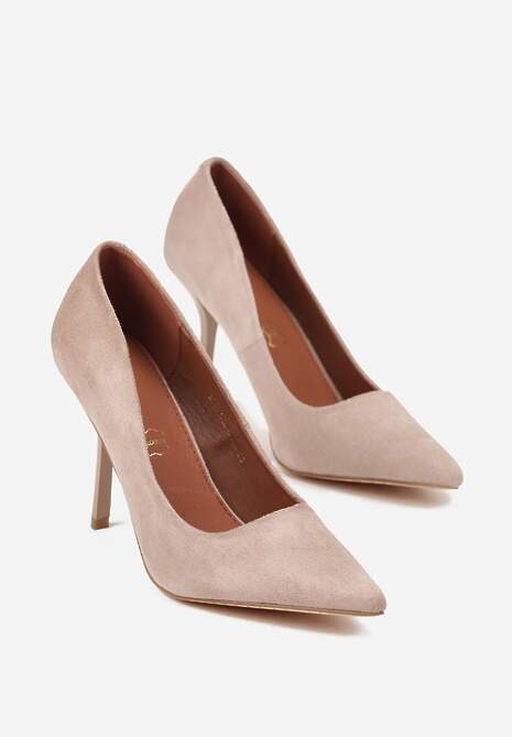Ciemnobeżowe Szpilki Vices w Klasycznym Stylu ze Skórzaną Wkładką Verile