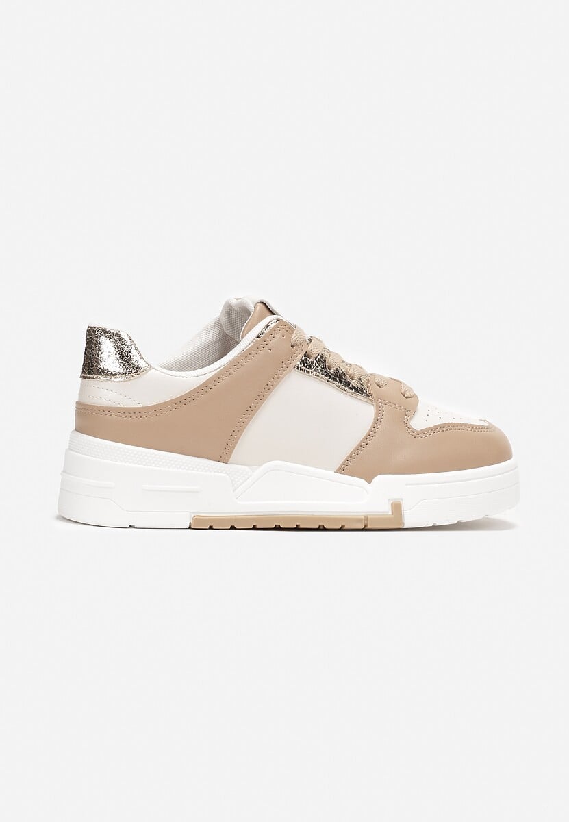 Ciemnobeżowe Sneakersy z Ozdobnymi Wstawkami Jeffeed