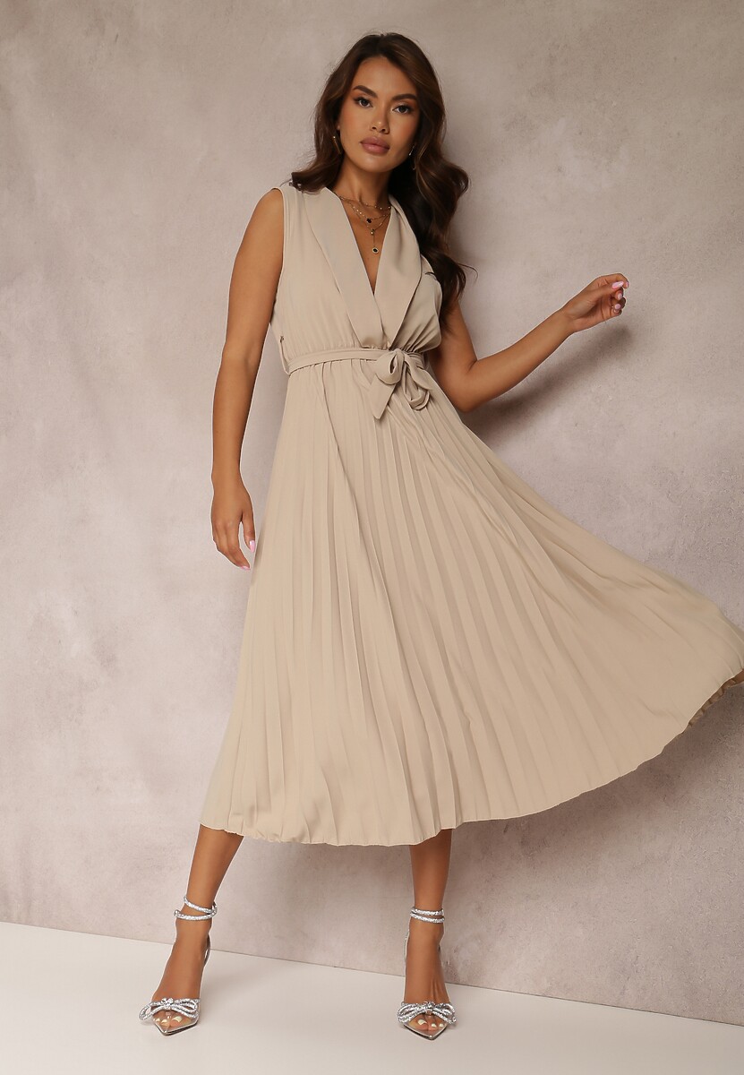 Beżowa Sukienka Volantis