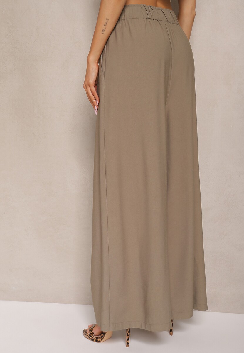 Zielone Szerokie Spodnie z Wiskozy Mevilia