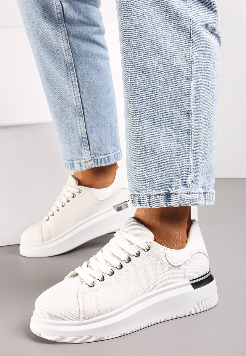 Białe Sneakersy na Grubej Podeszwie Mivana