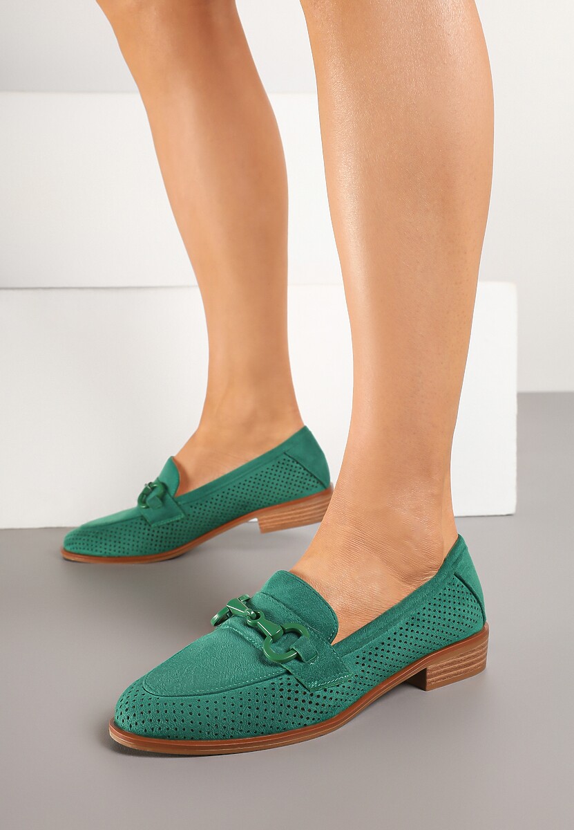 Beżowe Mokasyny Vices z Perforacją z Wkładką ze Skóry Naturalnej Felithria