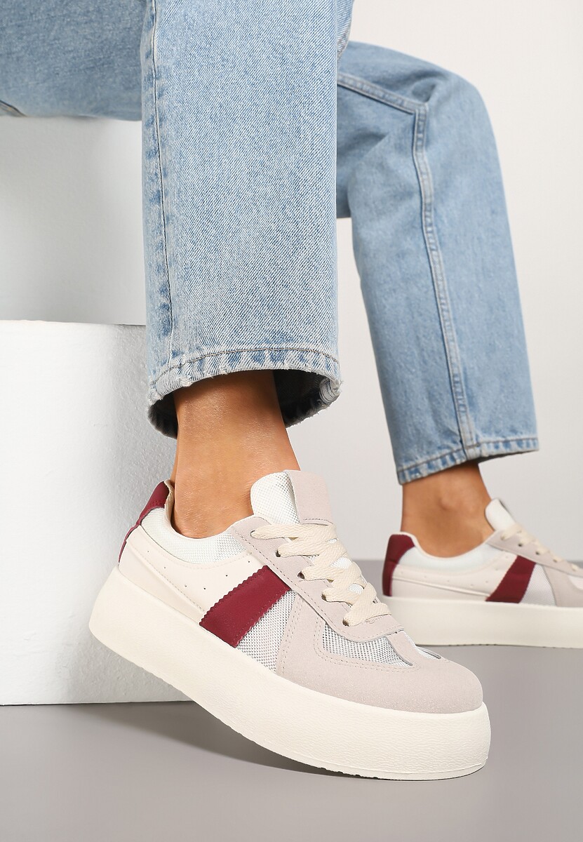 Czarno-Białe Sneakersy Typu Kultowe Tenisówki na Grubej Podeszwie Nanessa