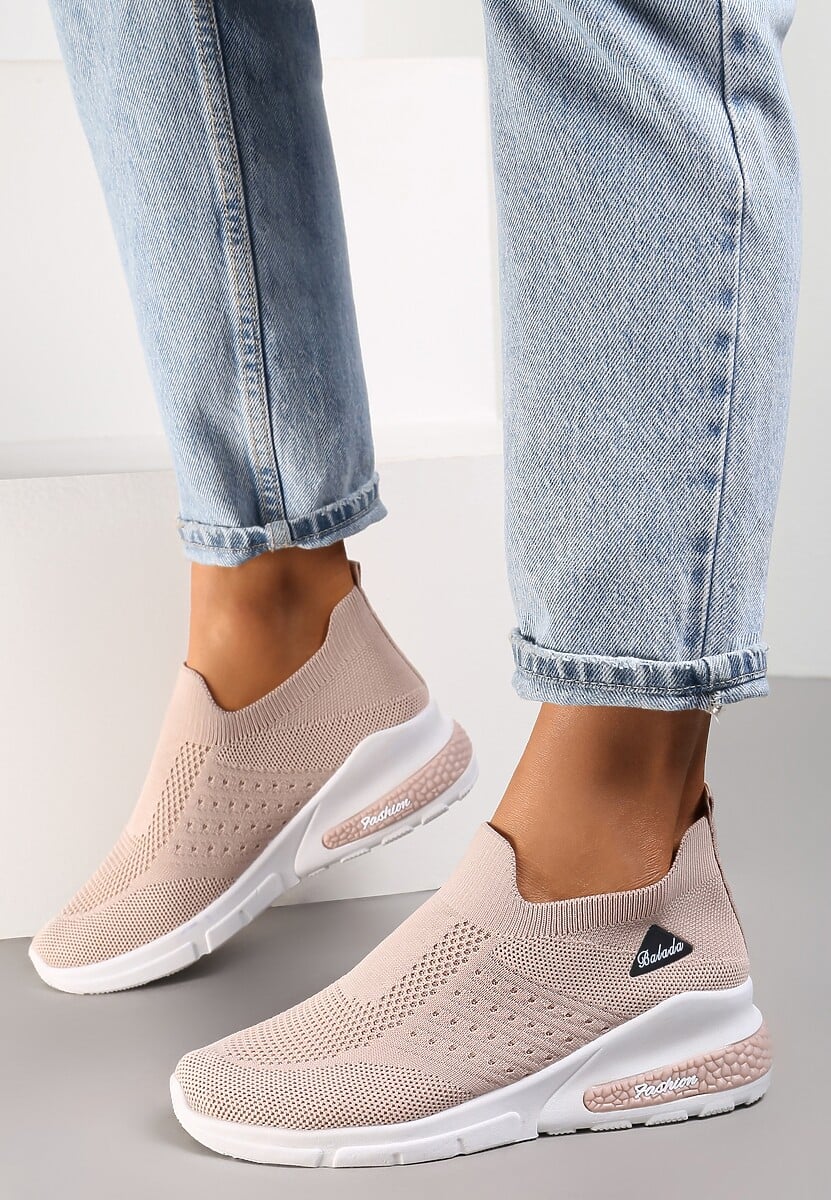 Beżowe Buty Sportowe Amathane