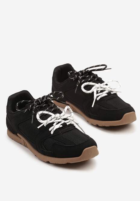 Czarne Sneakersy z Podwójnymi Sznurówkami Terfitra
