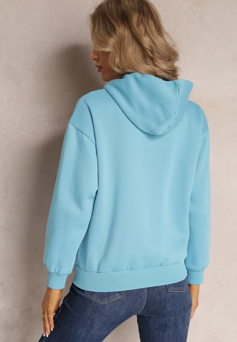 Jasnoniebieska Bluza Kangurka z Nadrukiem i Kapturem Uvella