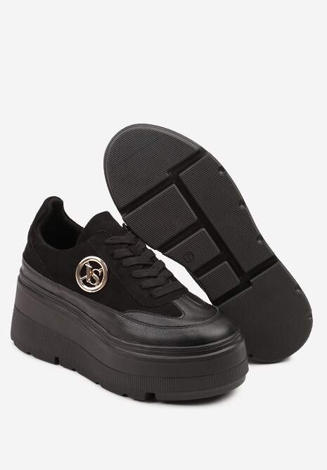 Czarne Chunky Sneakersy Vices na Platformie z Okrągłym Detalem Sedvira