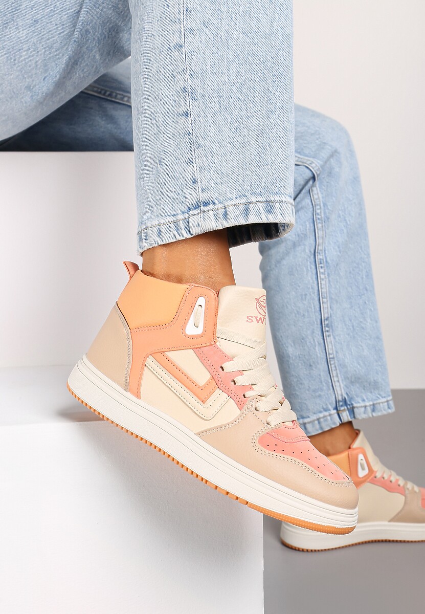 Beżowo-Zielone Sneakersy Maeramia