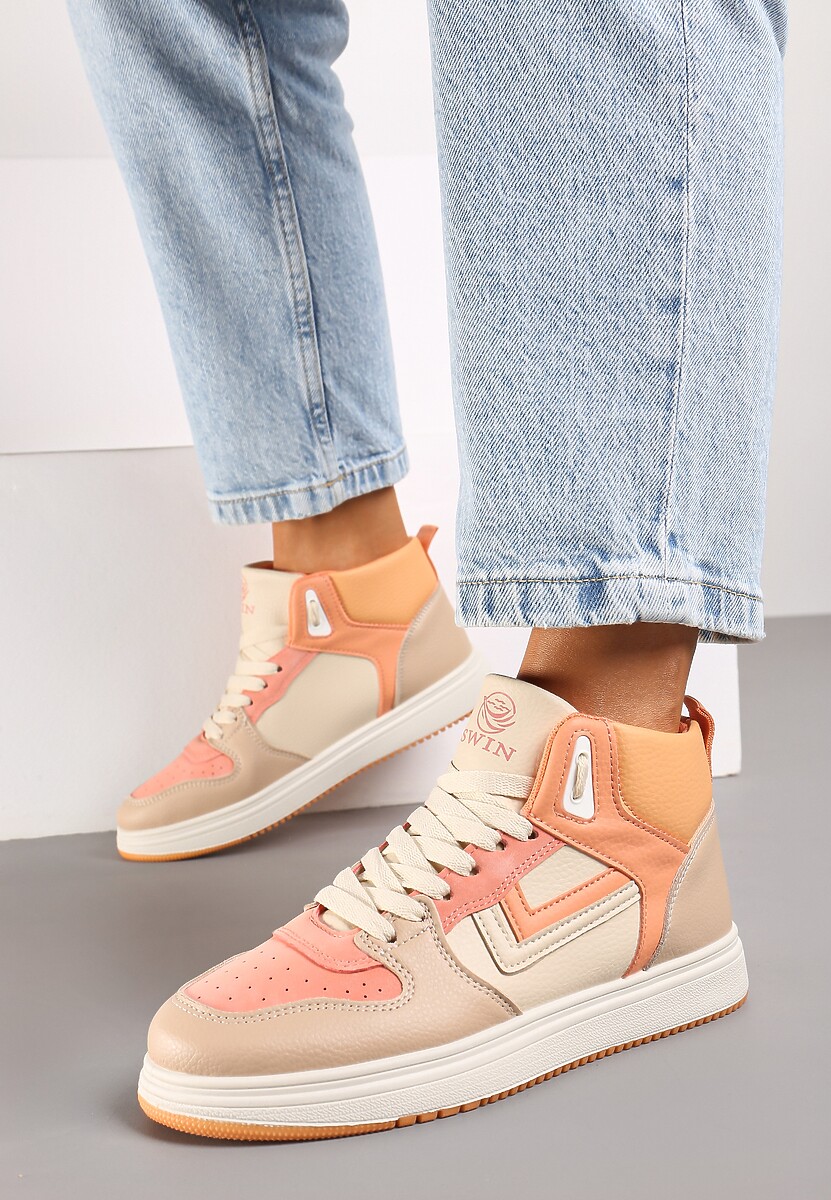 Biało-Pomarańczowe Sneakersy Maeramia