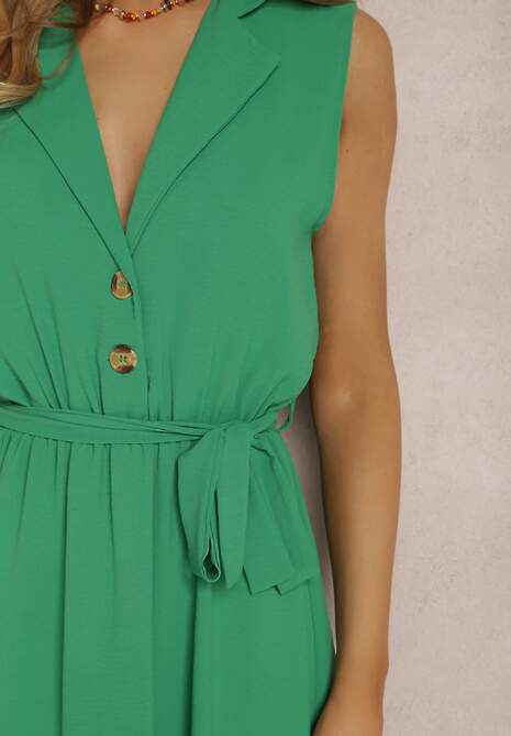Zielona Sukienka z Paskiem Phellialla