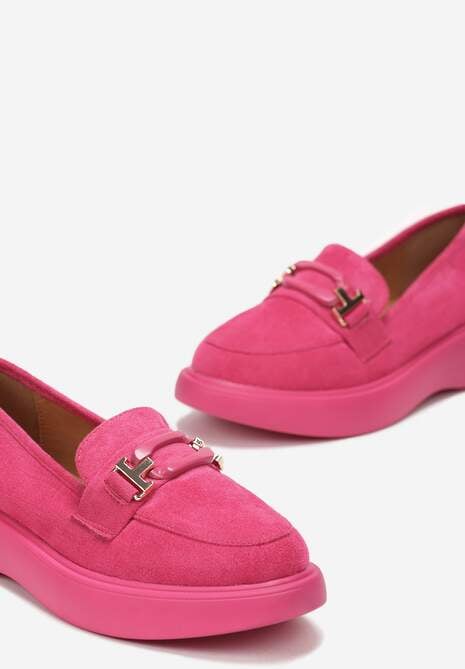 Fuksjowe Mokasyny na Grubej Podeszwie z Metalową Klamrą Olizunna