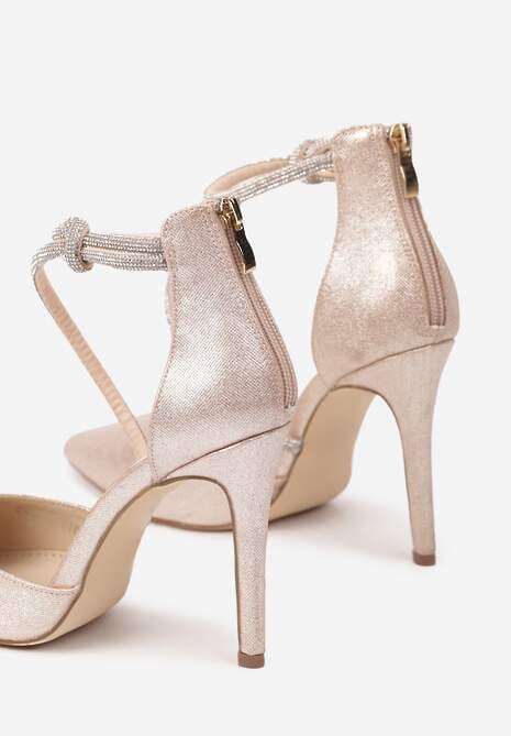 Szampańskie Eleganckie Szpilki z Cyrkoniowymi Paskami Alennia