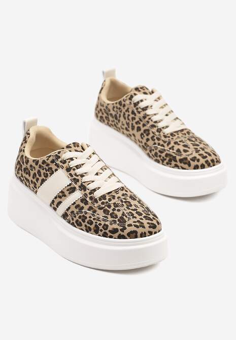 Panterkowe Sneakersy Klasyczne Tenisówki na Grubej Podeszwie z Koturnem Adessia