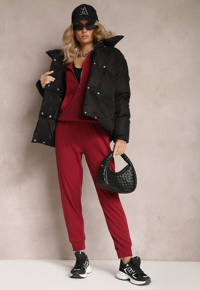 Bordowy Komplet Dresowy 2-częściowy z Bluzą i Spodniami Seraphira