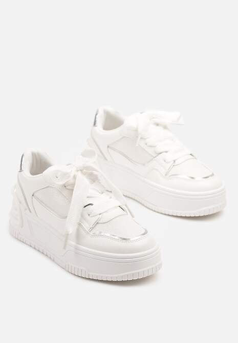 Białe Sneakersy na Platformie Ozdobionej Tłoczeniem Deovithra