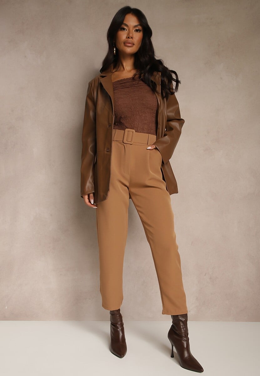 Niebieskie Spodnie z Paskiem Eudea