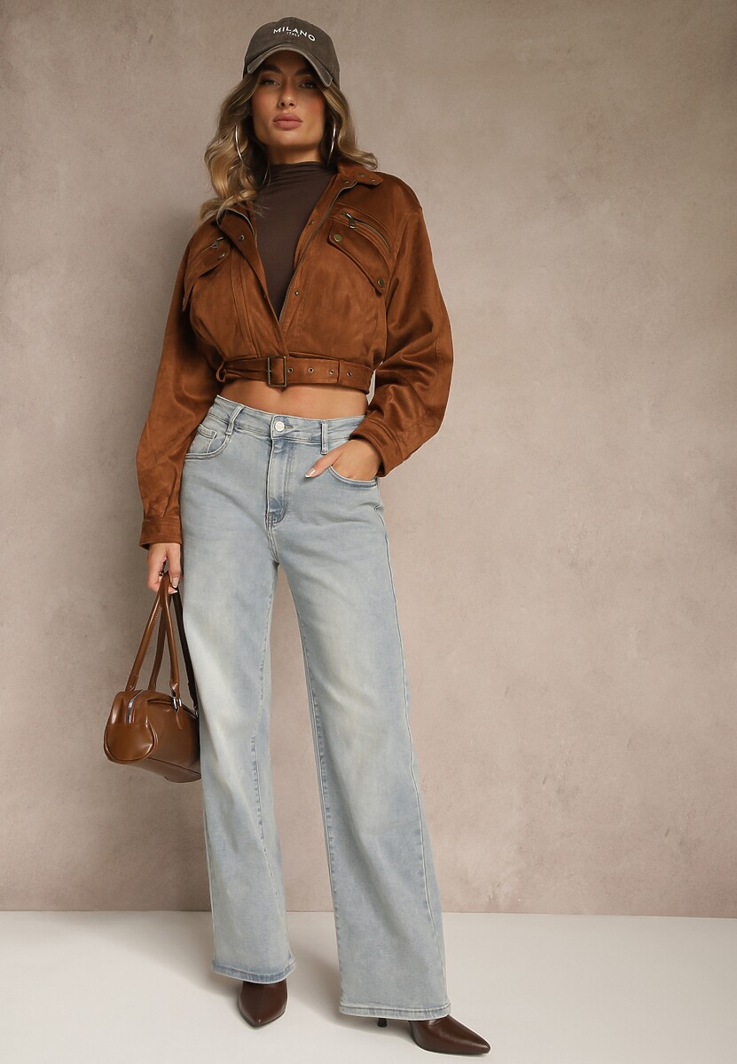 Jasnoniebieskie Szerokie Jeansy High Waist Lanosisa