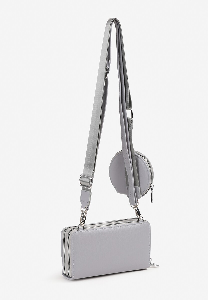 Szara Mała Torebka z Dwiema Komorami i Dodatkowymi Odpinanymi Paskami Sialitha