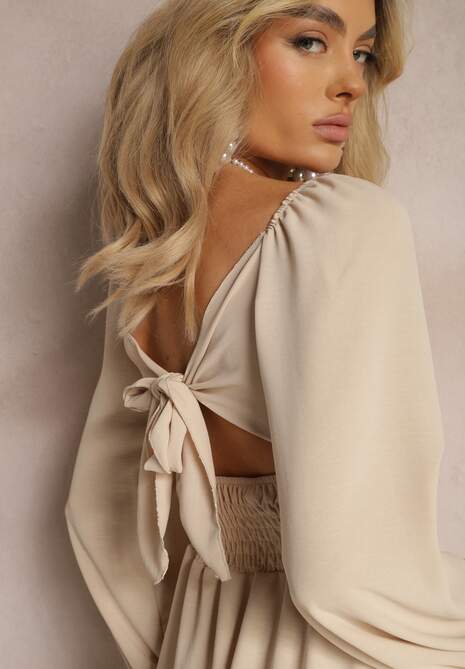 Jasnobeżowa Sukienka Megadia